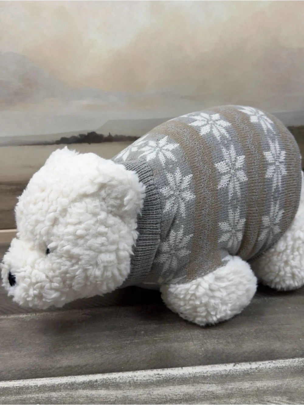 Pottery Barn Parker Polar Bear with Sweater Shaped Throw Pillow 10”x18” NWT